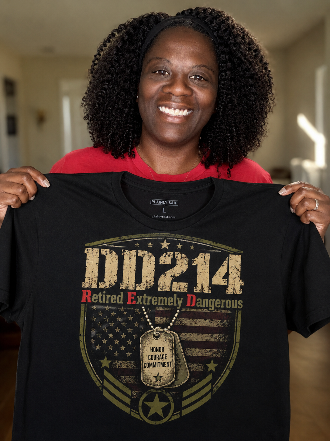 DD214 shirt at Plainly Said pop-up